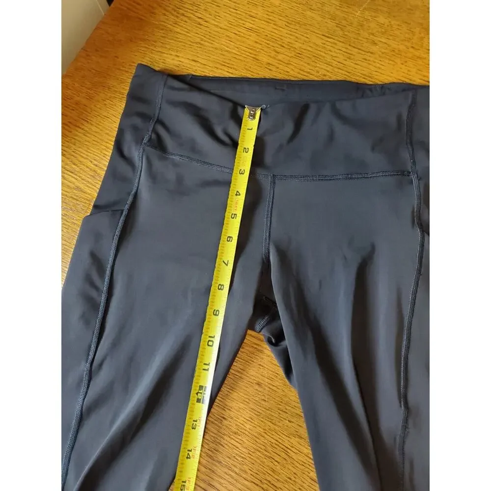 Athleta 7/8 Tight‎ Leggings Medium Black Pockets Ankle Zippers Vented Womens
